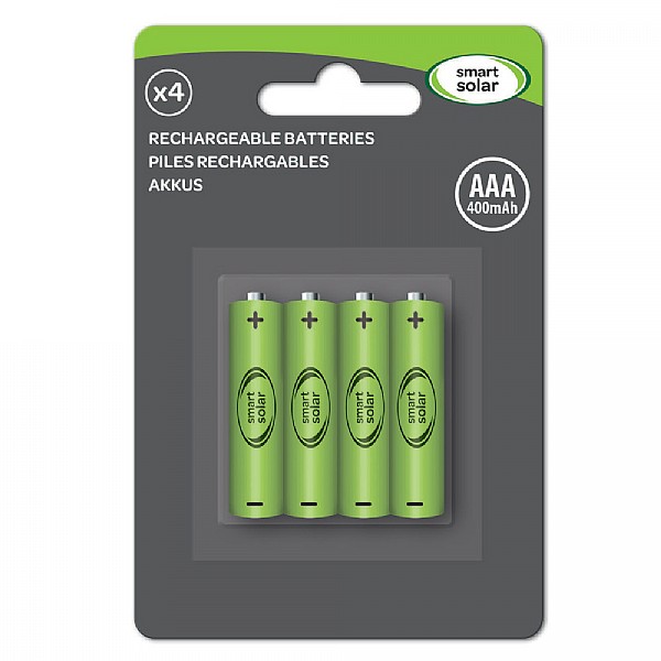 Smart Solar AAA Rechargeable Batteries - 4 Pack