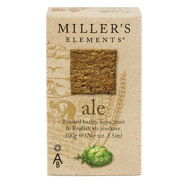 Millers Elements 'Ale' Roasted Barley, Hops, Malt & English Ale Crackers 100g