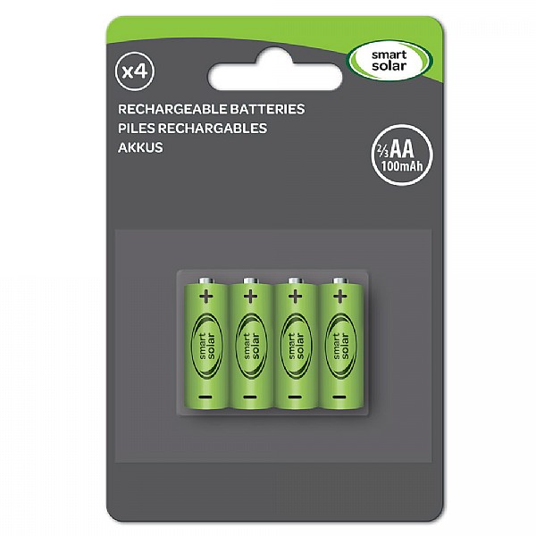 Smart Solar Rechargeable Battery 4 Pack - 2/3 AA 200mAh