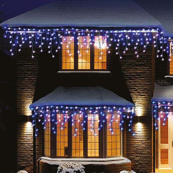 360 Blue White Led Snowing Icicle Lights Outdoor Webbs 360 Blue White Led Snowing Icicle Lights With Timer