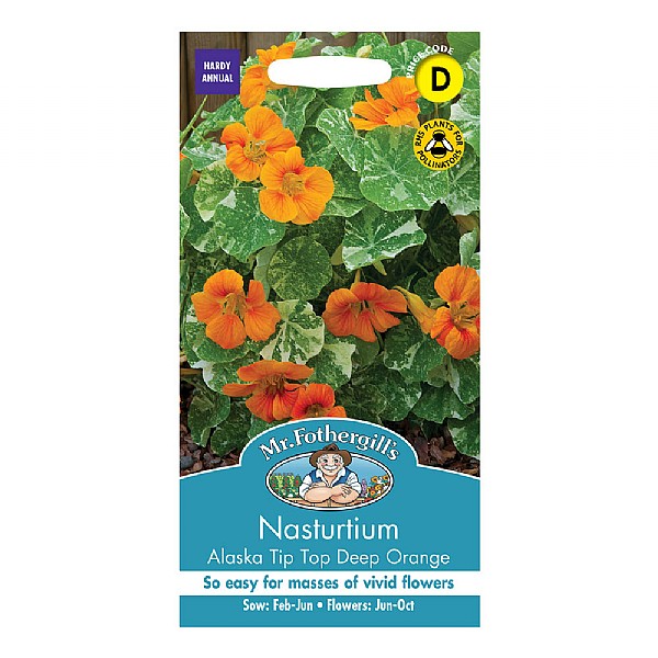 Mr Fothergills Nasturtium Alaska Tip Top Deep Orange Seeds
