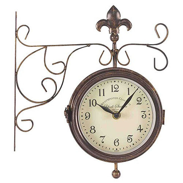 York Station Double Sided Clock Thermometer Outdoor Clocks