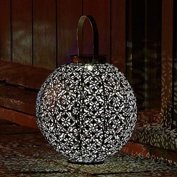 Smart Solar Damasque Silhouette Lantern - Bronze
