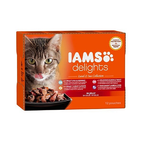 Iams Delights Cat Pouch Land & Sea in Jelly 12x85g