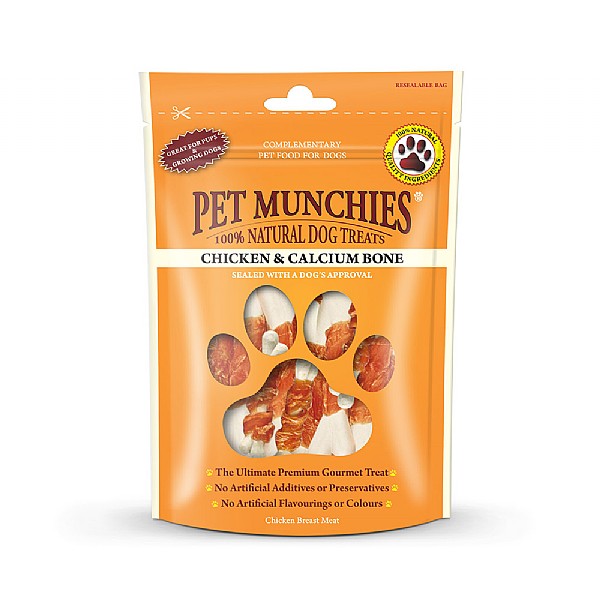 Pet Munchies Natural Chkn & Calcium Bones 100g