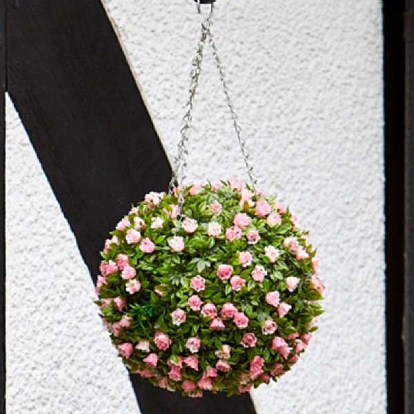 Smart Garden Pink Rose Artificial Topiary Ball 30cm