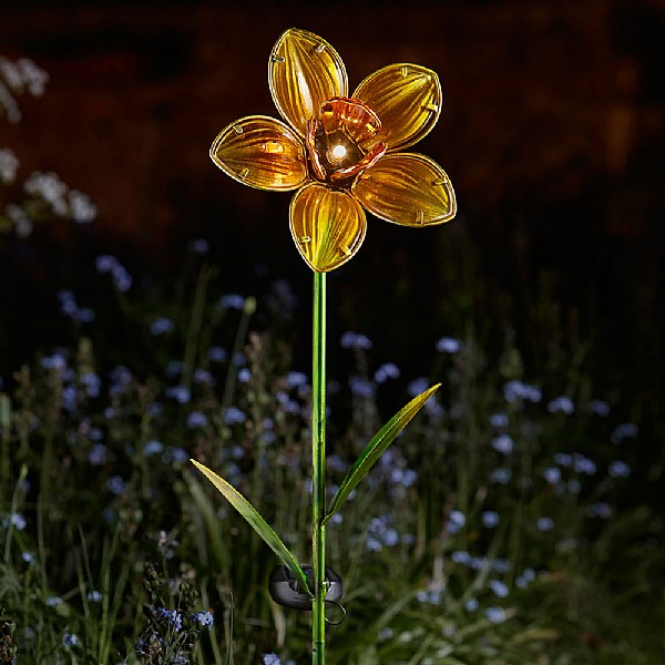 Smart Solar Glass Daffodil Flower Stake Light Garden Smart Solar Glass Daffodil Flower Stake Light