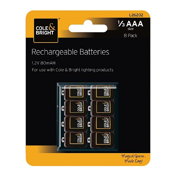 Cole & Bright AAA Rechargeable Batteries - Pack of 8
