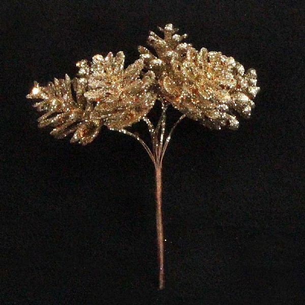 Gisela Graham Gold Glitter Cone Pick Bunch Large