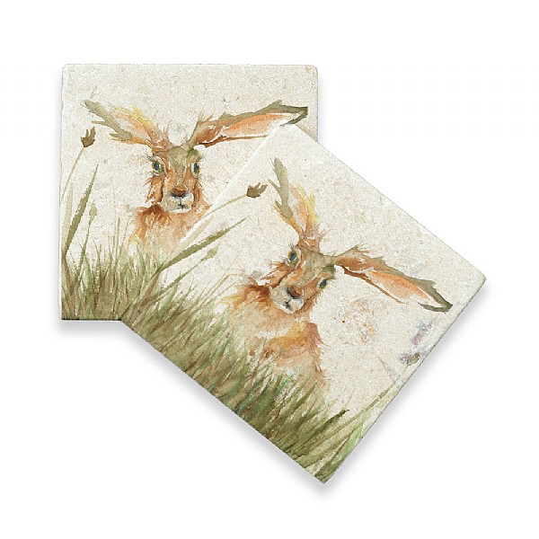 Kate of Kensington Family of Hares Marble Coasters (Set of 2)