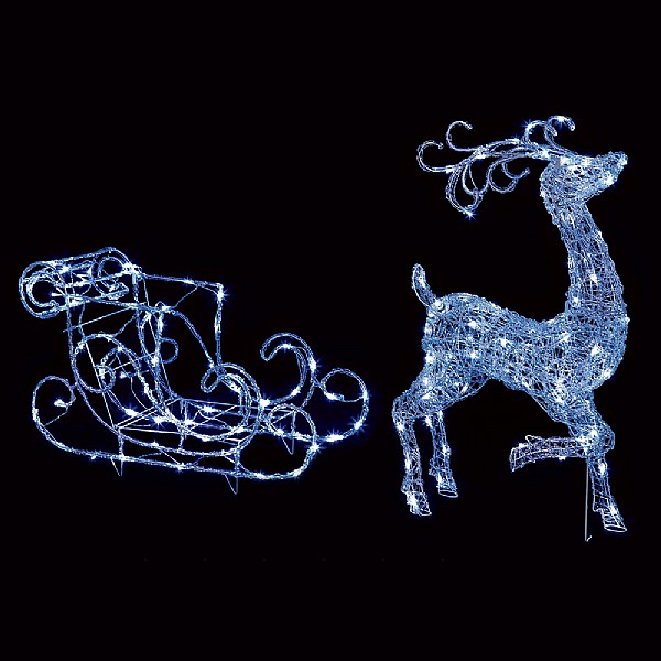 Acrylic Reindeer Sleigh 1m Outdoor Illuminated Figures Webbs Acrylic Reindeer Sleigh 1m