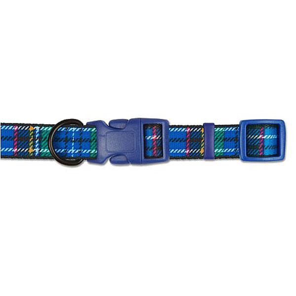 Blue Tartan Adjustable Dog Collar - 3 Sizes