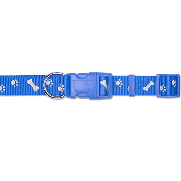 Ancol Blue Paw 'n' Bone Reflective Adjustable Collar - Various Sizes