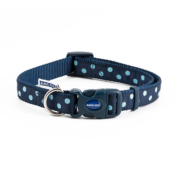 Ancol Adjustable Fashion Collar Navy Polka