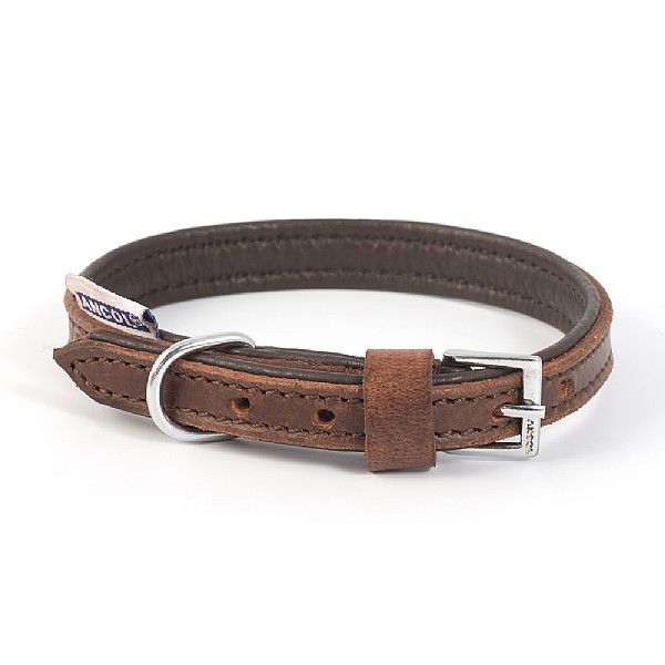 Ancol Vintage Leather Padded Collar Brown