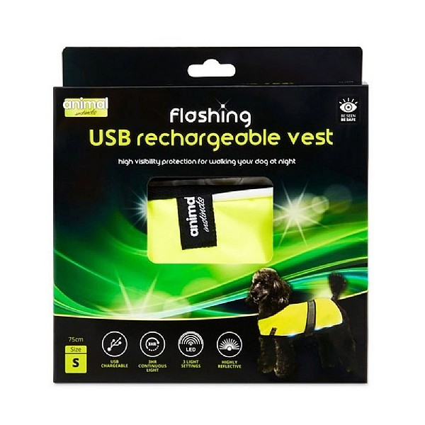 Animal Instincts Flashing Safety USB Reflective Vest Yellow