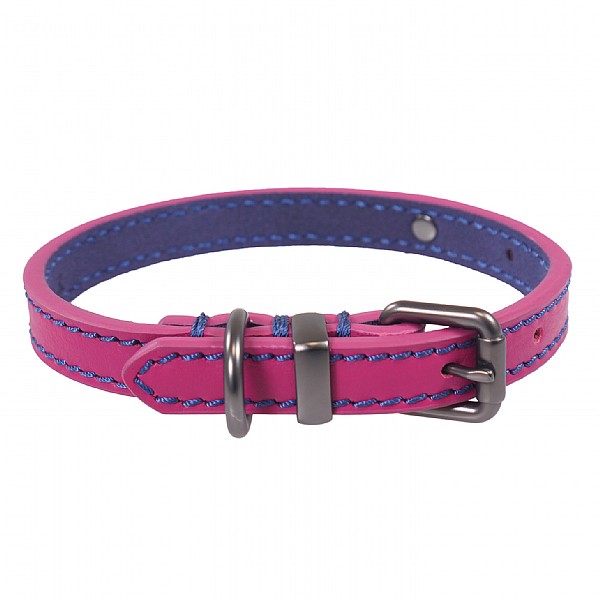 Joules Pink Leather Collar - Various Sizes