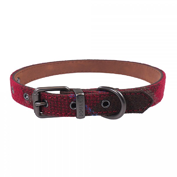 Joules Red Tweed Leather Collar - Various Sizes