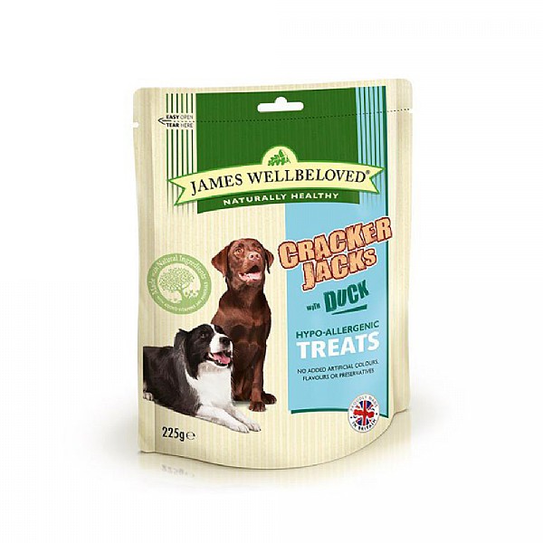 James Wellbeloved Crackerjacks Dog Treats Duck 225g