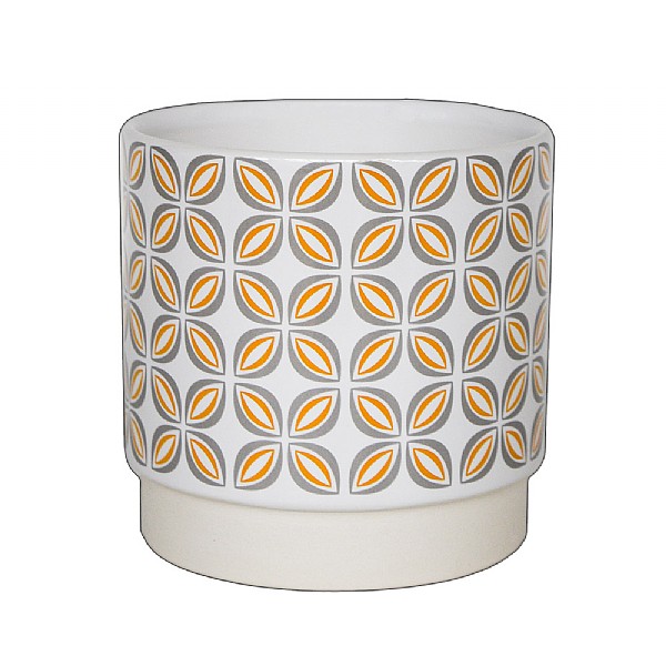 Ivyline Retro Geometric Pot Cover Mustard (Various Sizes)