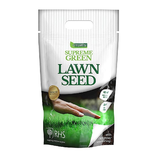RHS Supreme Green Lawn Seed With Rootgrow (Various Sizes)