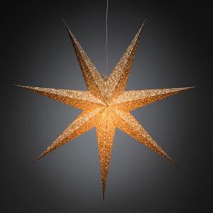 Hanging LED Paper Star Pendant White & Gold