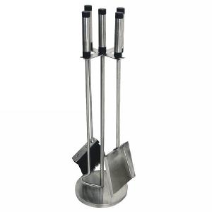 Brushed Steel 4 Piece Fireside Set