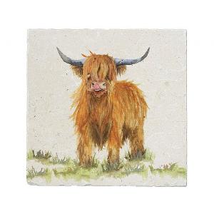 Kate of Kensington Highland Cow Large Marble Platter