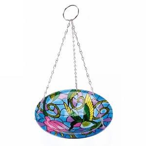 Decorative Hummingbird Hanging Glass Birdbath