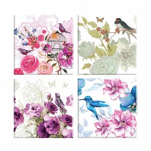 4 Floral Design Glass Coasters