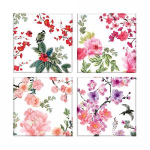 4 Oriental Design Glass Coasters