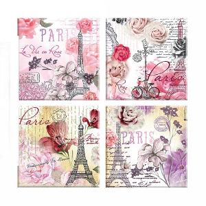 4 Parisian Design Glass Coasters
