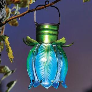 Smart Solar Blue Hanging Flower Lantern
