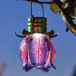 Smart Solar Purple Hanging Flower Lantern