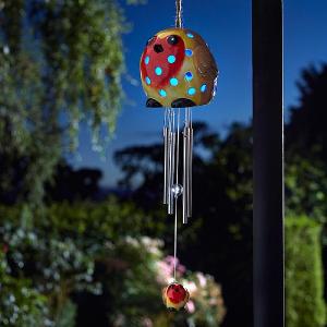Smart Solar Ceramic Robin LED Solar Windchime