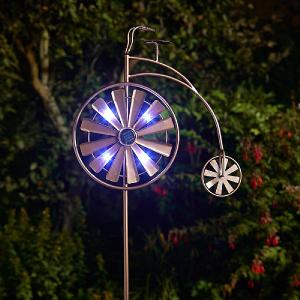 Smart Garden Penny Farthing Wind Spinner & LED Solar Lights