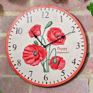 Outside In Poppy Wall Clock 12"
