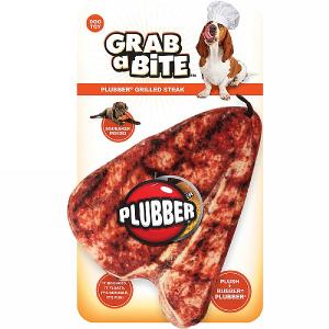 Plubber Grab A Bite Grilled T-Bone Steak Dog Toy