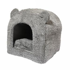 Rosewood 40 Winks Teddy Bear Hooded Cat Bed - Grey