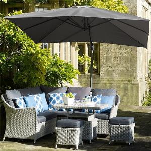 Bramblecrest Lichfield 2.7m Square Grey Cantilever Parasol with Base