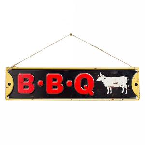 La Hacienda BBQ Embossed Metal Sign