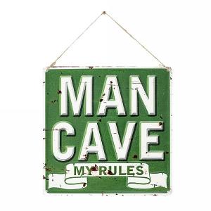 La Hacienda Man Cave My Rules Embossed Metal Sign