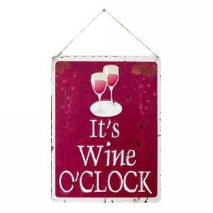 La Hacienda It's Wine O'Clock Embossed Metal Sign