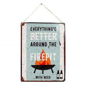 La Hacienda Fire Pit Corrugated Embossed Metal Sign