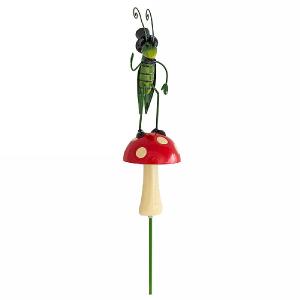 Grasshopper on Toadstool Luvlie Garden Stake