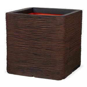 Cadix Capi Nature Dark Brown Square Planter Rib NL 40x40x40cm