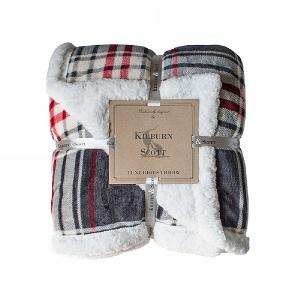 Kilburn & Scott Luxurious Sherpa Throw - Red & Grey Check