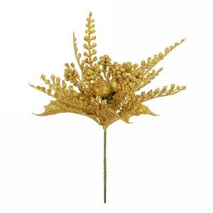 Gold Berry & Fern Leaf Pick 17cm
