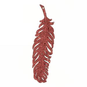 Burgundy Sparkle Feather Hanger 17cm