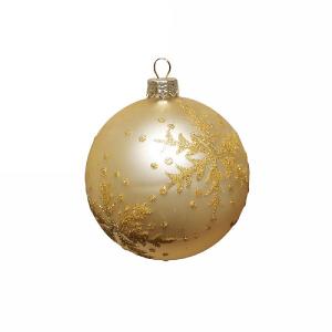 Gisela Graham Matt Gold & Gold Glitter Snowflake Glass Bauble 80mm